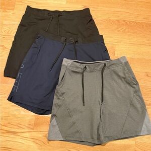 Size Large Men’s Hylete above the knee Shorts Bundle - Gray, Navy, Black